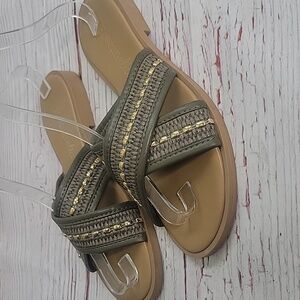 Toscanella Women's Olive Sandals Made In Italy Size 7